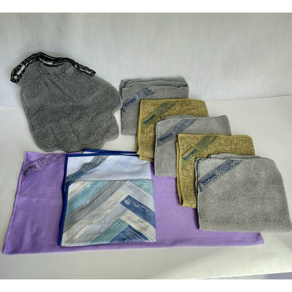 Norwex Cleaning Cloth Bundle. Lot of 8. Window. Fruit & Veg. Body. Pet Mitt.